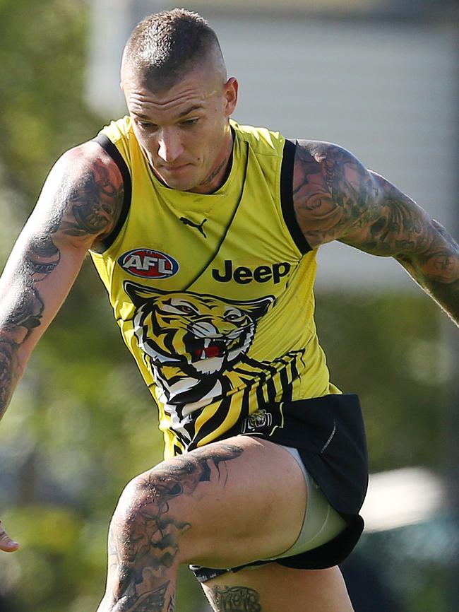 Dustin Martin in action at Richmond training. Picture: Michael Klein