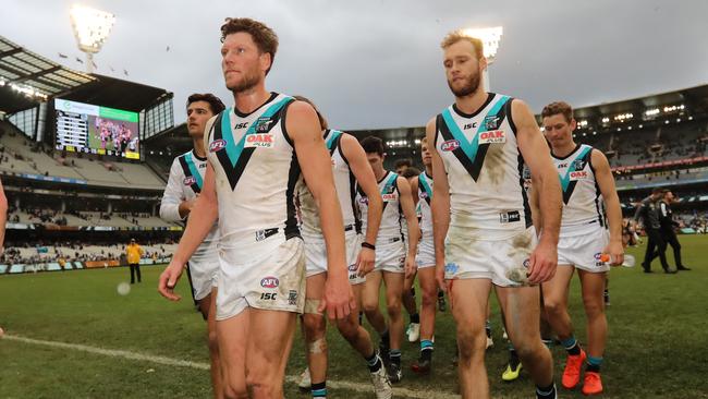 Port Adelaide’s season will end with Friday’s night’s Adelaide Oval clash against Essendon after missing finals. Picture: Alex Coppel