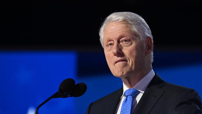 (FILES) Former US President Bill Clinton speaks on the third day of the Democratic National Convention (DNC) at the United Center in Chicago, Illinois, on August 21, 2024. Former US President Bill Clinton has been hospitalized with a fever, an aide to the former president announced on December 23, 2024. (Photo by SAUL LOEB / AFP)