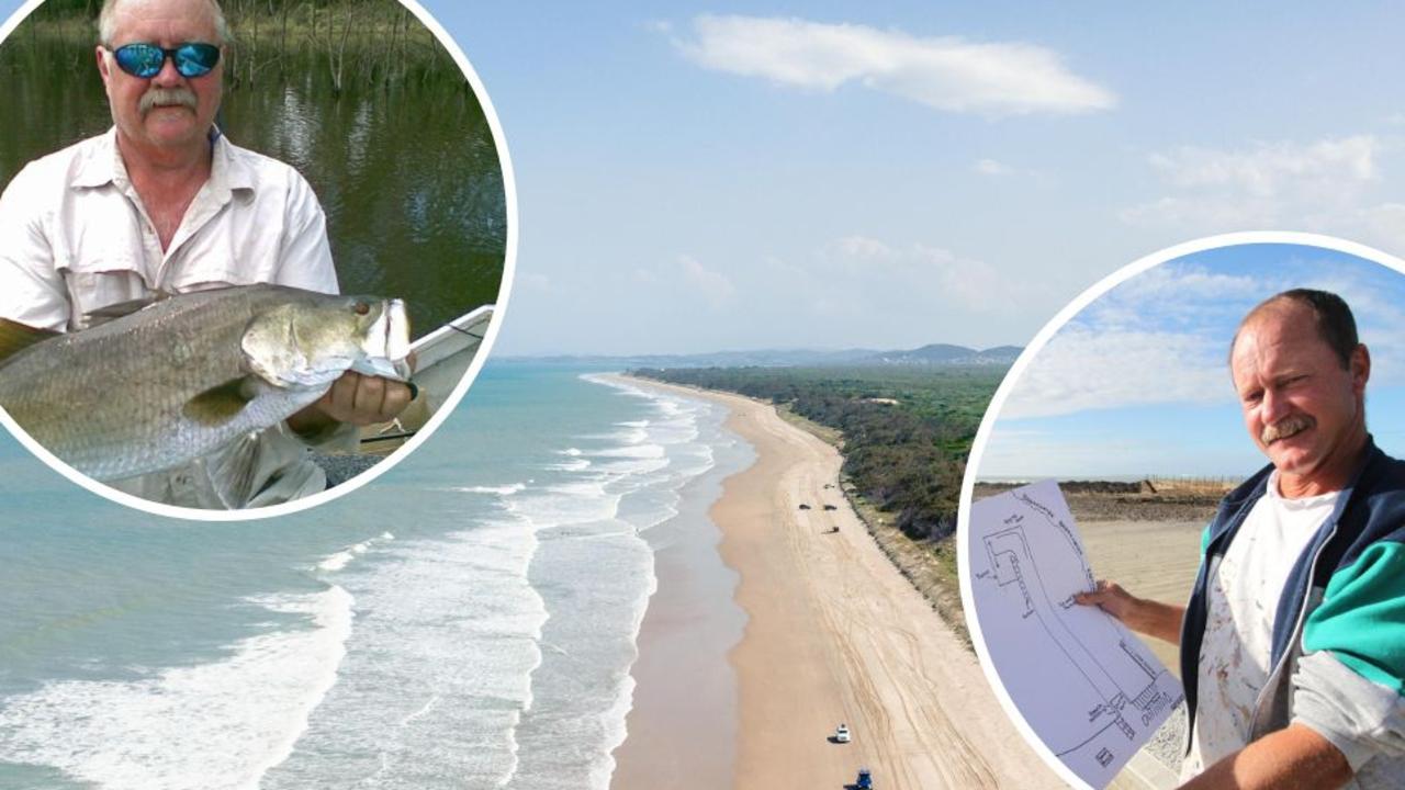 An aerial view of Farnborough Beach. Inset: Scott Lynch (top left) and Clive King (right).
