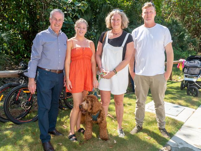 Mayor Greg Williamson, Sarah Raines, Judi Raines and Sam Raines at the official opening of Seaforth Esplanade Redevelopment Saturday 2 September 2023 Picture: Michaela Harlow