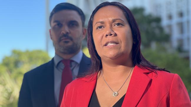 NT Opposition Leader Selena Uibo with deputy Dheran Young. Picture: Fia Walsh.
