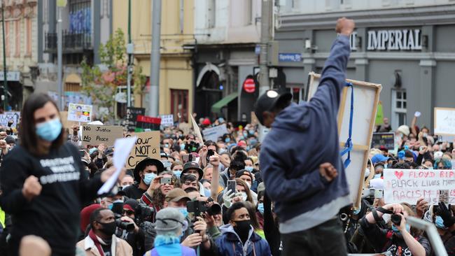 The Black Lives Matter protest in Melbourne. Picture: Alex Coppel