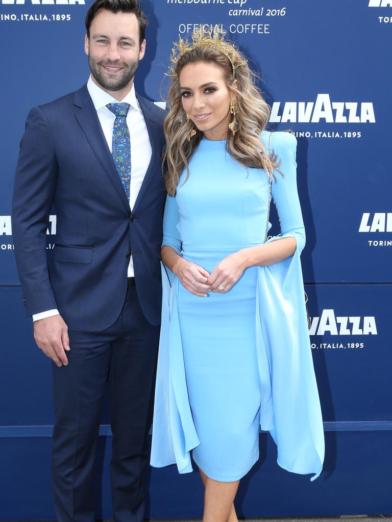 Jimmy Bartel, with wife Nadia, can eat what he wants now he’s retired. Picture: Julie Kiriacoudis