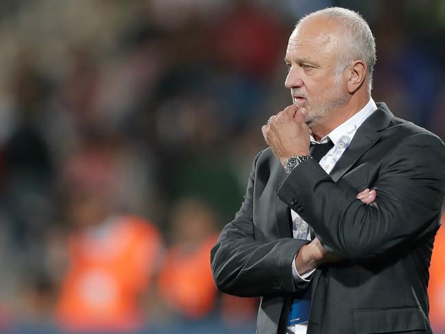 Australia's coach Graham Arnold looks on during the Group B FIFA World Cup 2022 and the 2023 AFC Asian Cup qualifying football match between Jordan and Australia in the Jordanian capital Amman on November 14, 2019. (Photo by AFP)