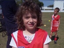 Ryleigh Wotherspoon playing for the Eastern Swans in her younger days. She wouldn't play Aussie rules between ages 11 and 19. Picture: Supplied.