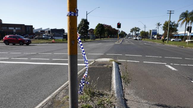 The scene of the fatal crash in Milperra. Picture: Richard Dobson