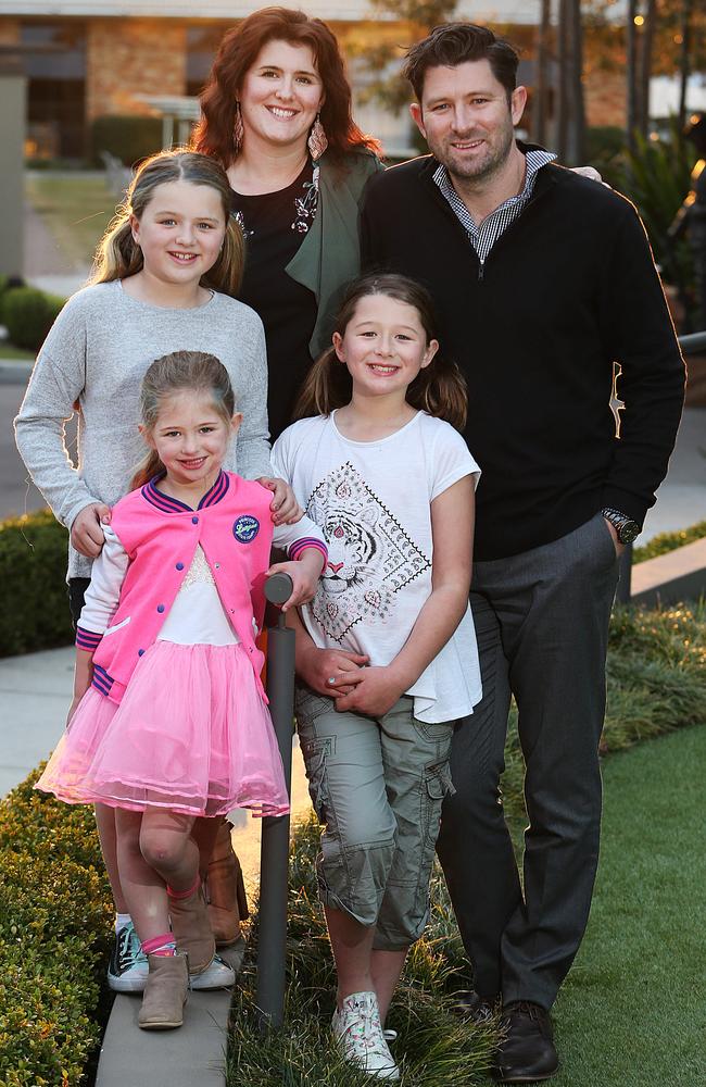 Invictus Games 2018 ambassador Adrian Talbot with his wife Emily and their daughters Eliza, Jean and Sophie. Picture: Danny Aarons