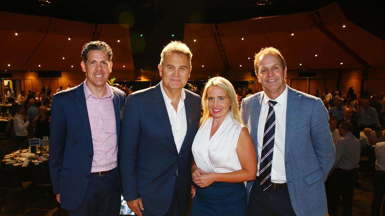 Tourism Tropical North Queensland Mark Olsen, Demographer Bernard Salt of the Demographics Group, Queensland Minister for Tourism Kate Jones and Entrada Group CEO John Thorburn were the discussion panel at the Cairns Post Future Tourism lunch at the Cairns Convention Centre. PICTURE: BRENDAN RADKE