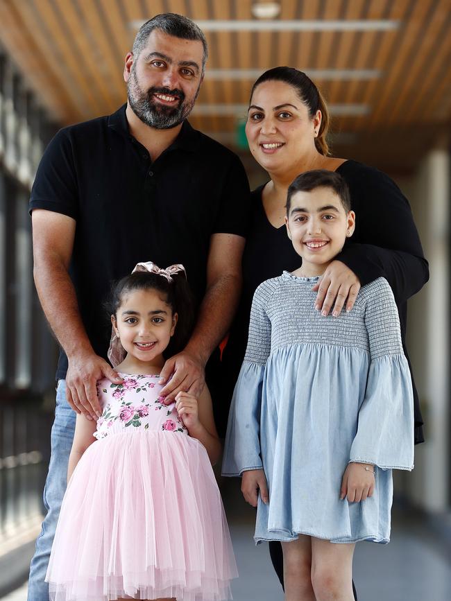 Wassim and Najah Tabbah with daughters Alyssar and Sara at Sydney Children's Hospital Randwick. Picture: Sam Ruttyn