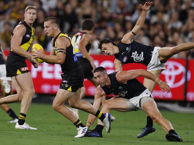 The Blues were grasping at straws against the youngster. Photo: Michael Klein