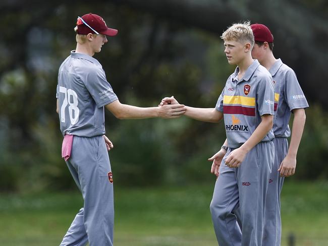 Benjamin Leroux Miny celebrates a wicket for Stockton. Wests Newcastle v Stockton in round four of the 2024 SG Moore Cup cricket, at Harker Oval. Picture: Michael Gorton