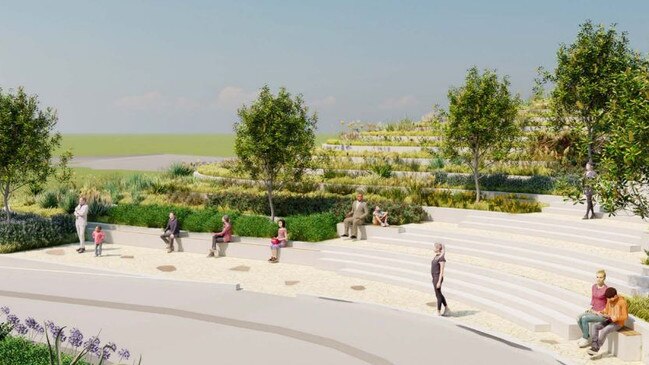 Artist’s impression of the amphitheatre adjoining the Castle Hill RSL car park development.