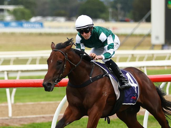 HAWKESBURY, AUSTRALIA - MAY 04: Zac Lloyd riding Media World wins Race 1 St Johns Park Bowling Club Clarendon Stakes during 