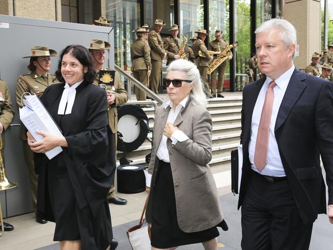Australian actor Robyn Nevin leaving court on Monday. Picture: Dylan Robinson