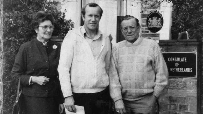 Frits Van Beelen with his parents.