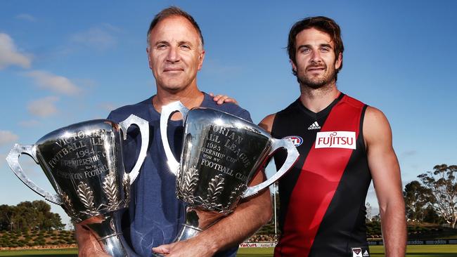 Tim Watson and his son Jobe Watson. Picture: Michael Klein