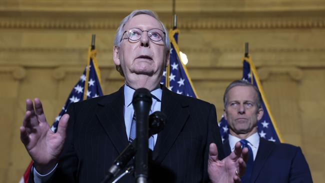 Senate minority leader Mitch McConnell addresses the media on Wednesday. Picture: AFP