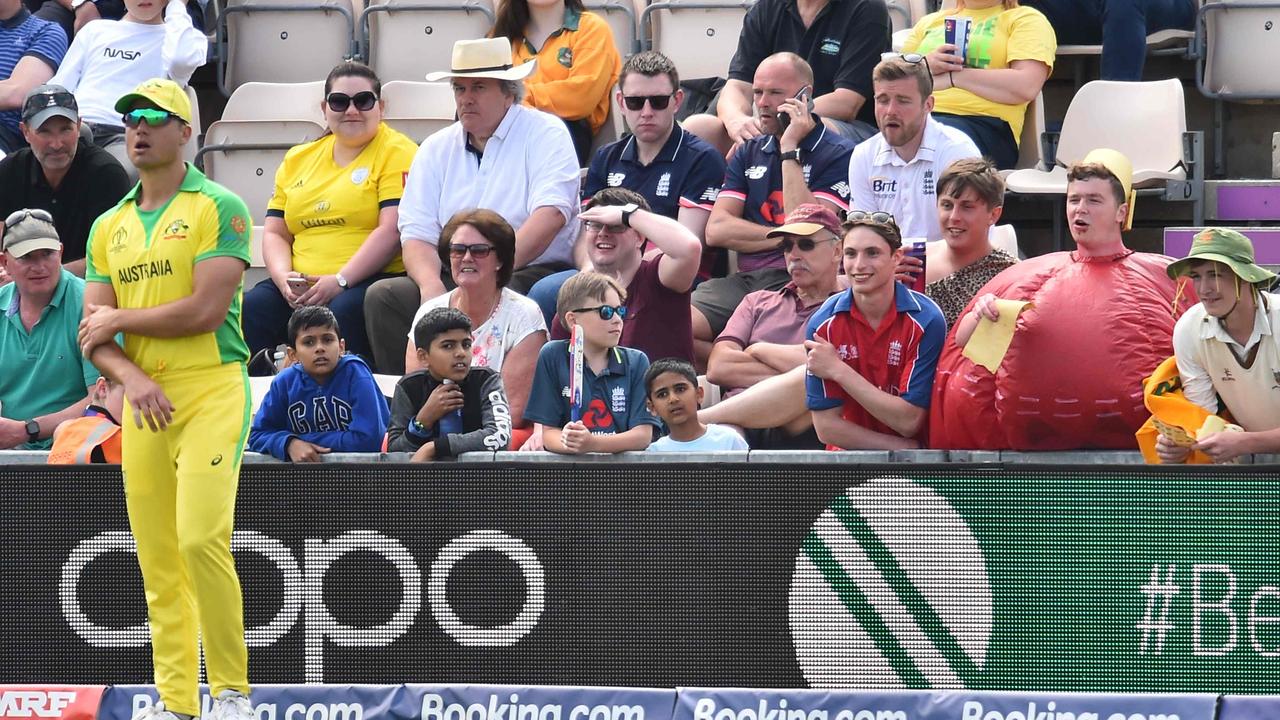 One fan at Australia’s warm-up match came dressed as a cricket ball with sandpaper.