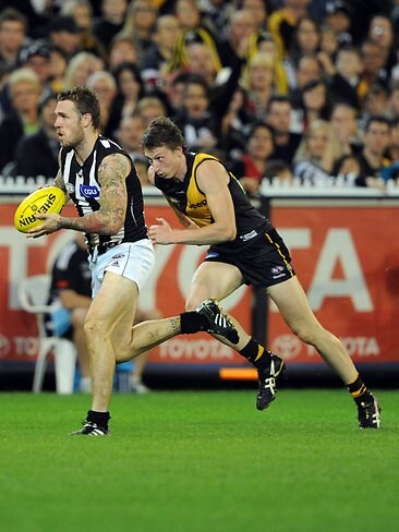 <p>Had seven shots on goal, 33 touches and three votes against the Tigers in Round 4. Picture: Michael Dodge</p>