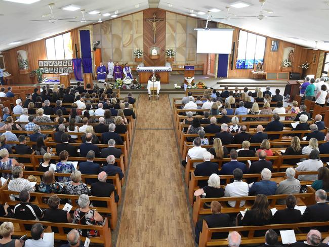 Hundreds of mourners gathered at St Marys Catholic Church in Noraville. Picture: Troy Snook