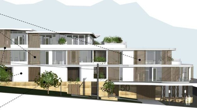 An artist's impression of the "shop top" housing proposal. The developers have improved the rear setback. Picture: CKDS Architecture