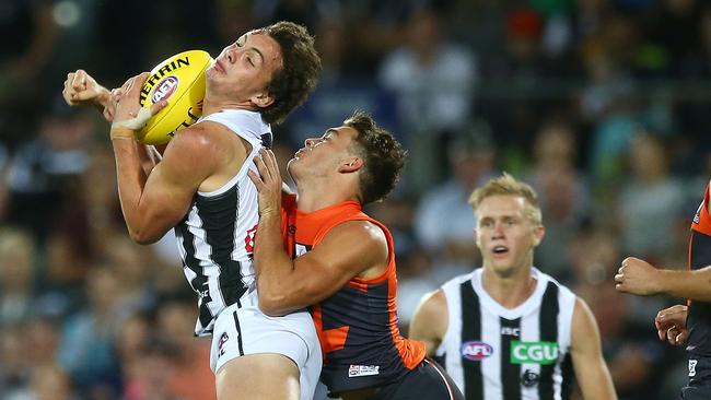 Flynn Appleby marks against the Giants in Canberra. Pic: Getty Images