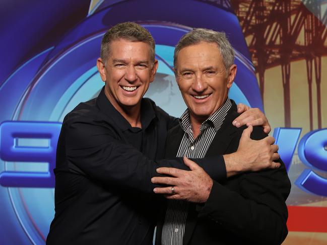 Outgoing Channel 9 sports presenter, Ken Sutcliffe, pictured with his replacement Cameron Williams.News story by Holly Byrnes  Picture Chris Pavlich