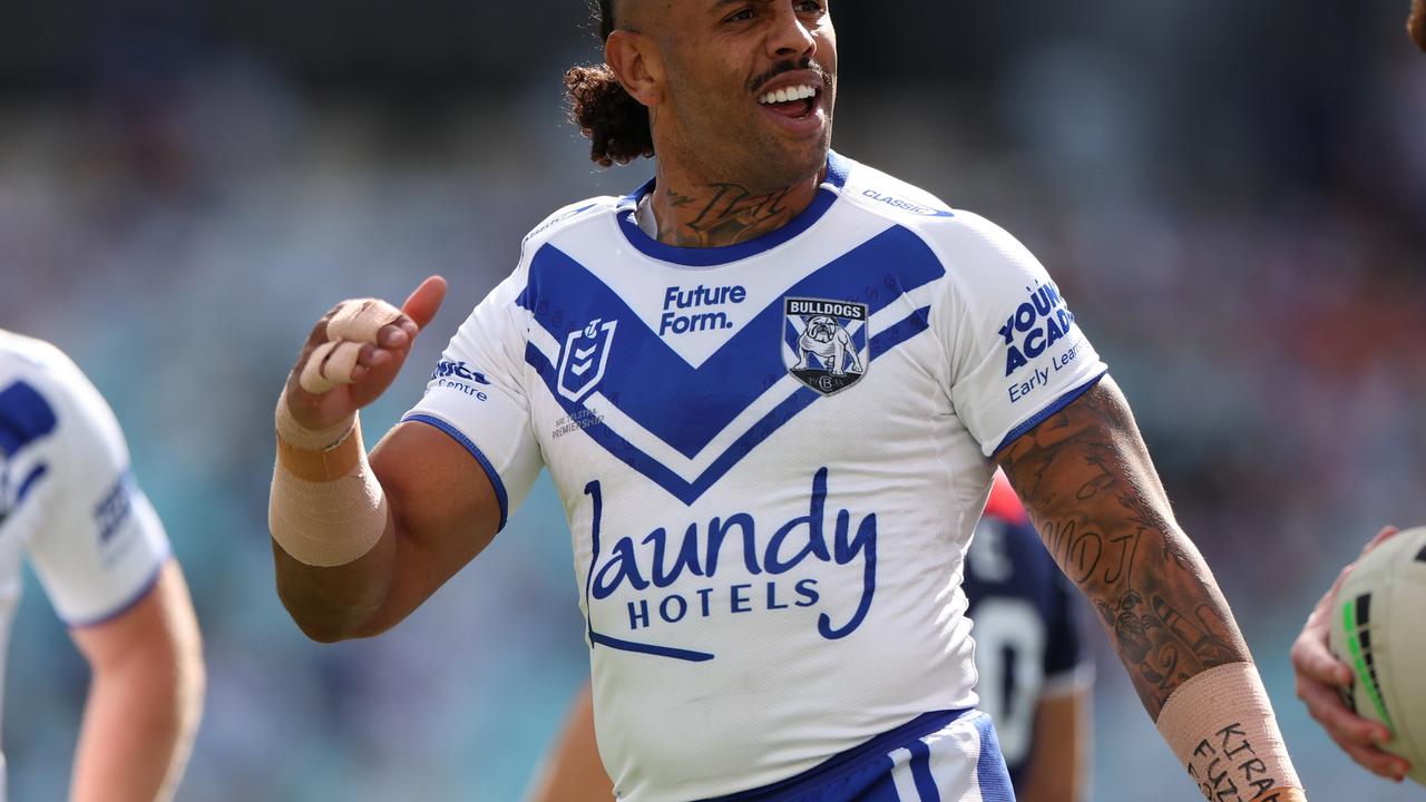 Josh Addo-Carr can help secure a NSW jersey if he outplays Blues hopeful Zac Lomax on Thursday night. Picture: Mark Kolbe/Getty Images