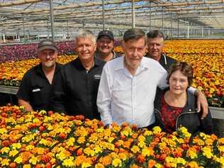 VALE: Val Pohlman (right) with sons John Jnr, Robert, Greg and Mark and John Snr at Pohlmans Nursery. Her family sadly announced Val passed away yesterday. Picture: Tom Threadingham