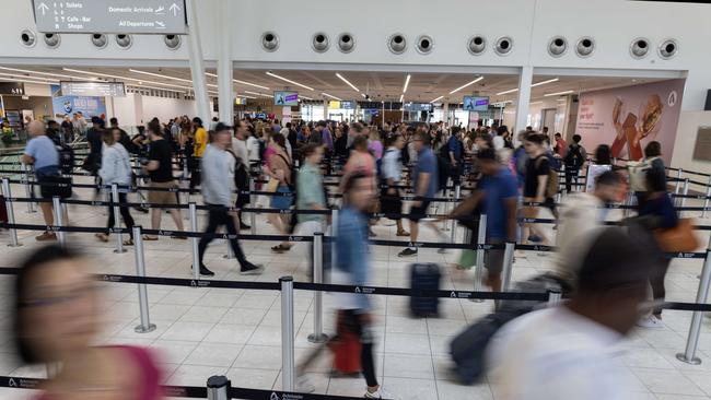 A man has been charged with assaulting an airline worker after allegedly hitting a staff member in the groin at Perth Airport. Picture: NewsWire / Kelly Barnes