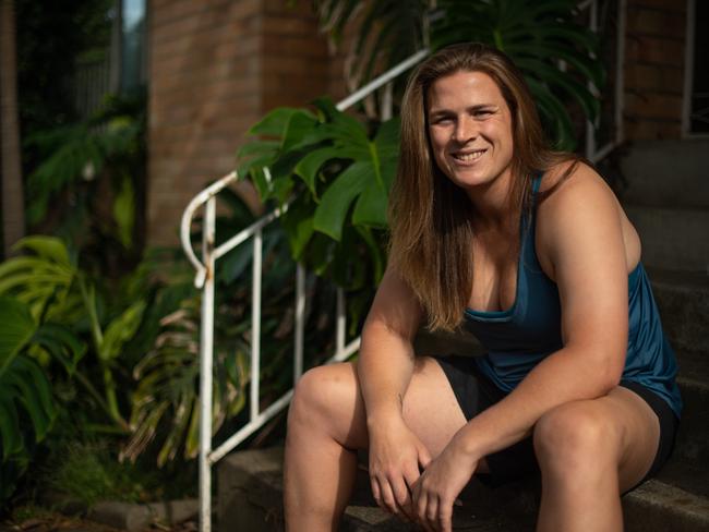 Transgender footballer Hannah Mouncey. Banned from playing AFLW and local footy. AFLW pride round is this weekend. Hannah just wants to play footy. Picture: Jason Edwards