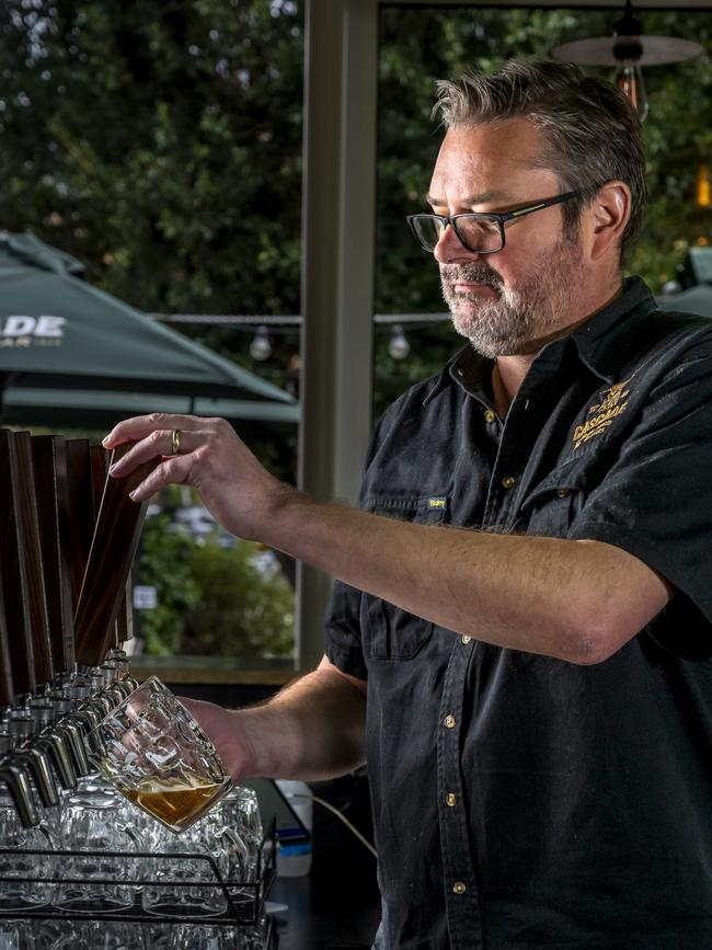 SUNTAS First Harvest Cascade beer, at Cascade tap with head brewer Brendan Flanagan. Picture: Caroline Tan