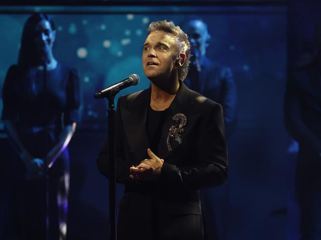 Robbie Williams performs at the 2025 AACTA Awards. Picture: Mackenzie Sweetnam