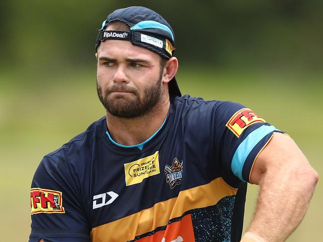 Forward Keegan Hipgrave at Titans training. Picture: Chris Hyde/Getty Images