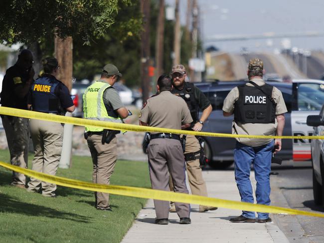 The shooting began on Saturday afternoon with an interstate traffic stop where gunfire was exchanged with police. Picture: AP