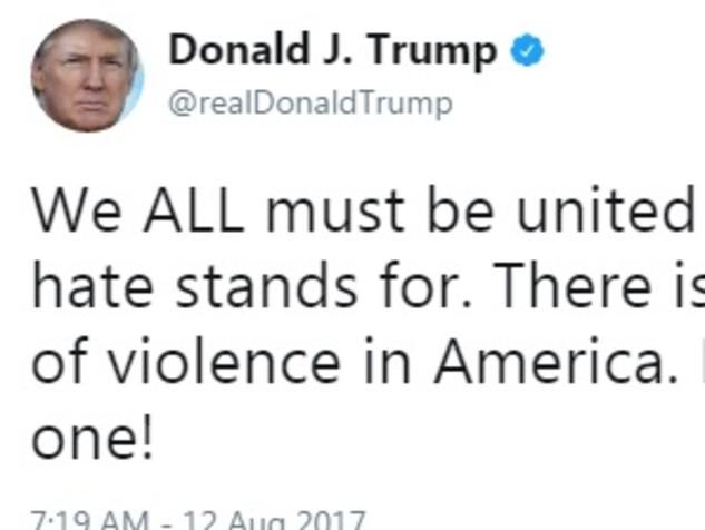 Trump tweets after Charlottesville attack