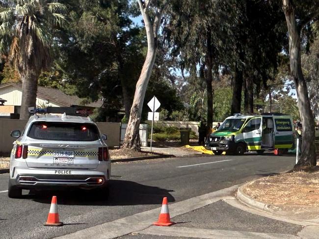 Emergency crews are at the scene of a serious crash at Paralowie where a Motorbike has hit a tree . Picture: Natalie Vikhrov