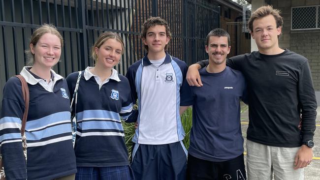 Merewether High School students after their first HSC exam (English) on Wednesday Oct 12, 2022. Pic: Amy Ziniak