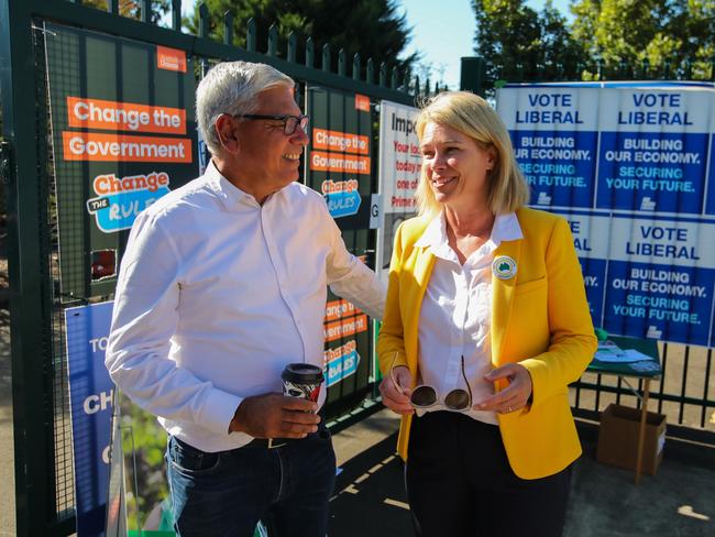 Warren Mundine and Katrina Hodgkinson at Bomaderry Public School. Photo:Wesley Lonergan