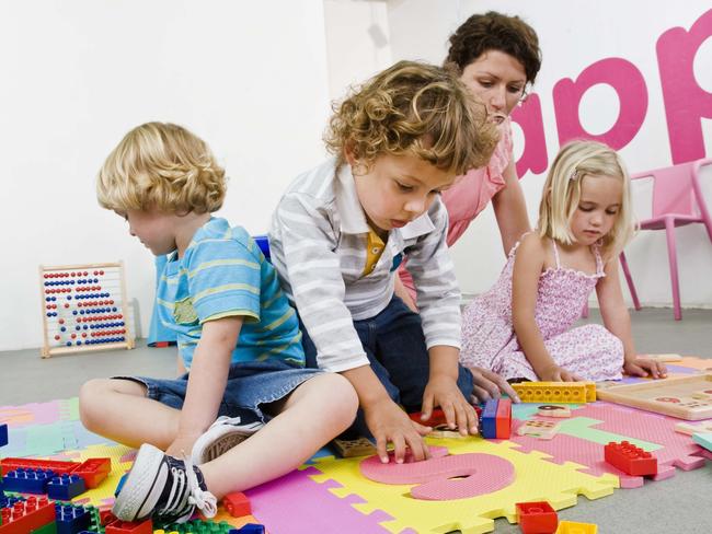 Generic image of a teacher playing with pre-school youngsters at a Child Care Centre. Picture: Thinkstock