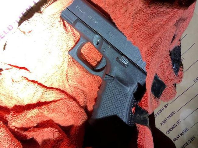 The Glock allegedly found in the Holden last year.