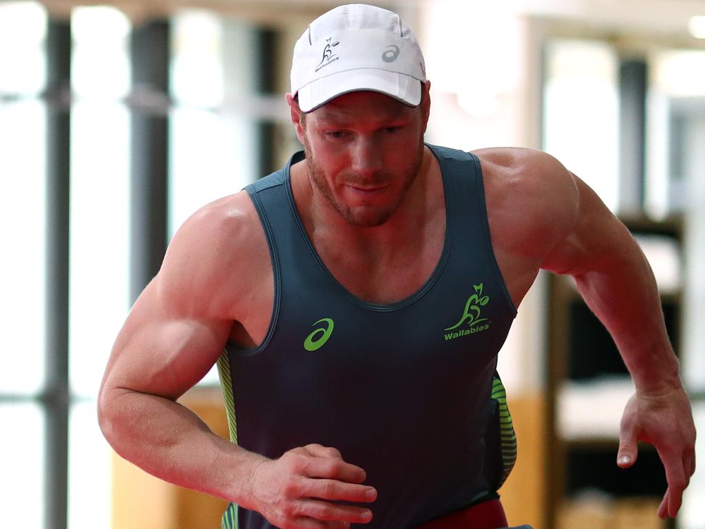 Rugby legend David Pocock of Australia trains during a gym session in Odawara, Japan. Picture: Getty Images