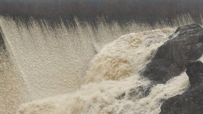 Wappa Dam overflowing on the Sunshine Coast after heavy rain. Photo: Mark Furler