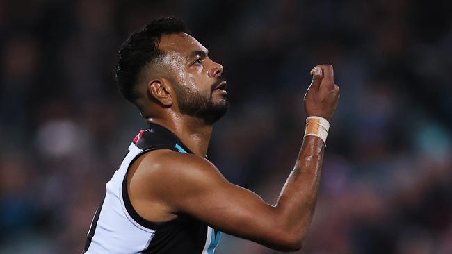 Willie Rioli was targeted by racist abuse on social media. Picture: James Elsby/AFL Photos via Getty Images.