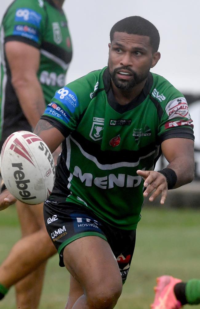 Hostplus Cup game between the Townsville Blackhawks and the Northern Pride at Jack Manski Oval. Blackhawks Jayden Hodges. Picture: Evan Morgan