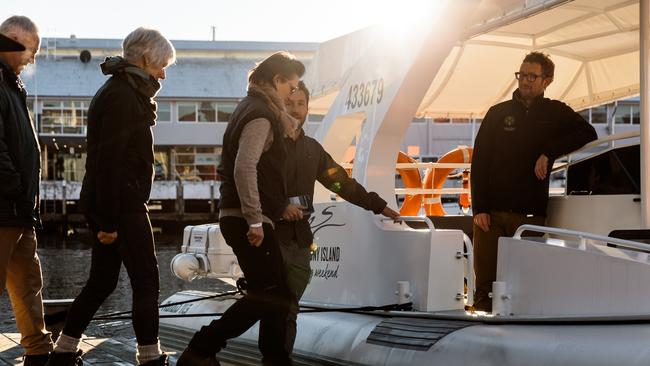 Embarking on Hobart Boat Charters at Brooke Street Pier.