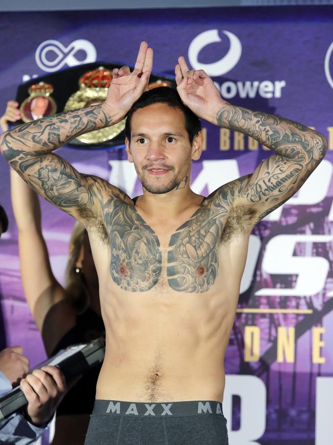 Paul Fleming at a weigh in. Picture: Richard Dobson