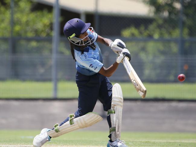 Mithula Venkatesh climbs into the bowling. Picture Warren Gannon Photography