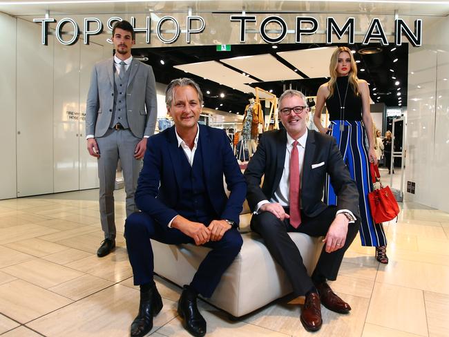 Topshop's Hilton Seskin, front left, with Myer’s Daniel Bracken in Melbourne.